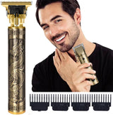 Vintage T9 Professional Metal Body Hair Trimmer – Cordless Rechargeable Beard Shaver & Zero-Gapped Detail Clipper